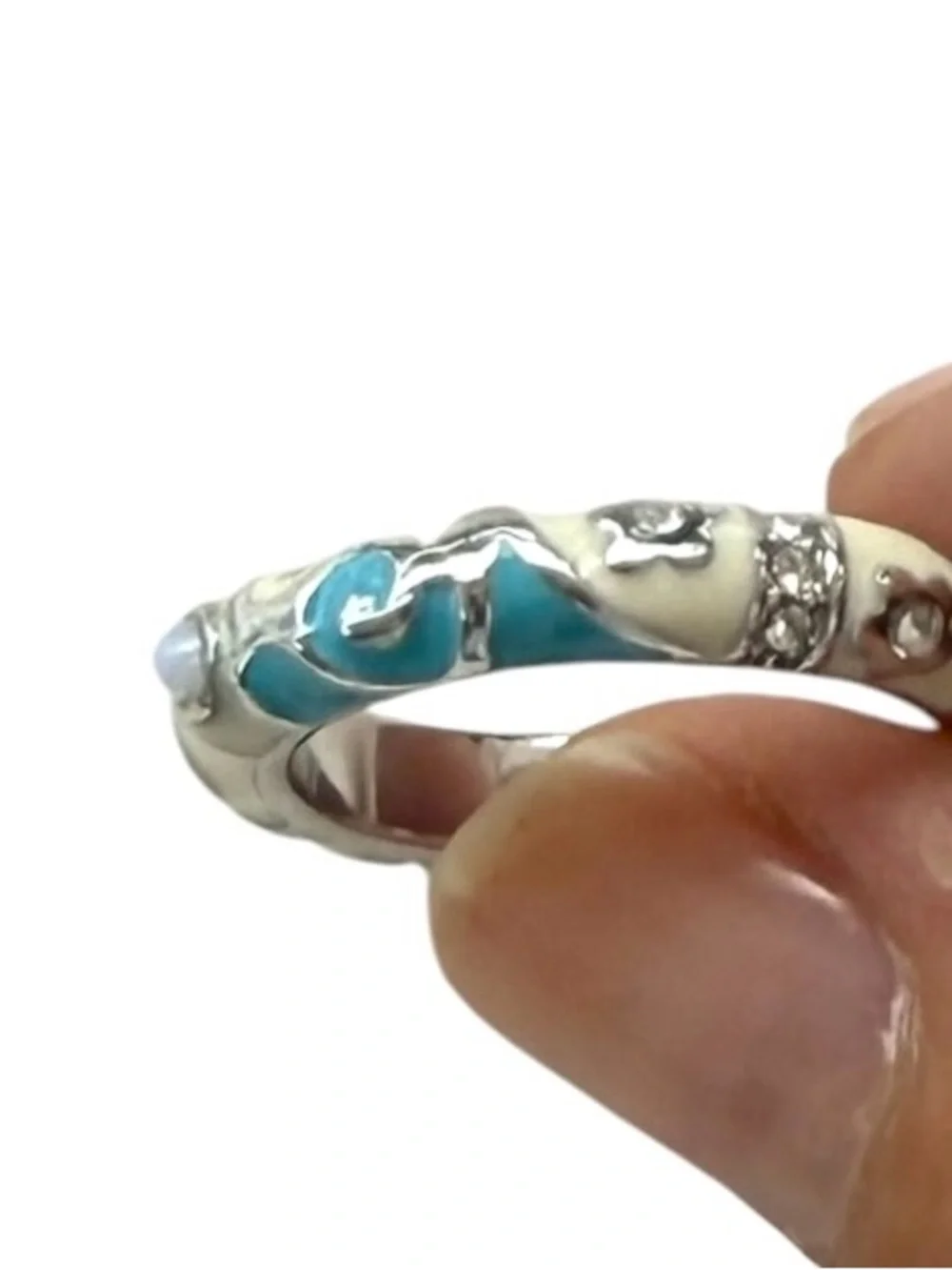 Lauren G Adams Silver and Turquoise Enamel Ring - size 7